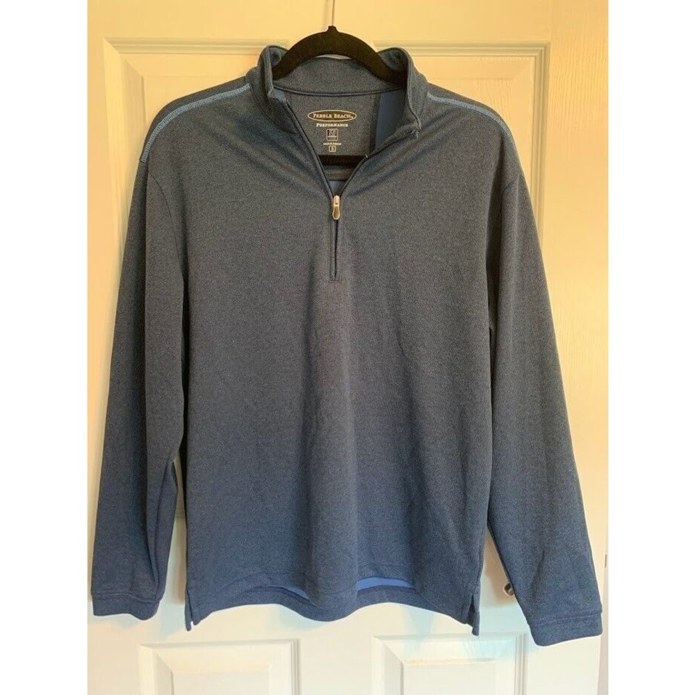 PEBBLE BEACH 1/4 Zip Mock Neck Blue Pullover Golf Shirt Men's Size Small